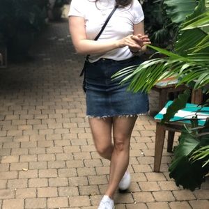High waisted denim skirt
